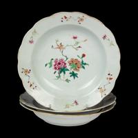 A Set of Three Chinese Export Famille Rose Porcelain Plates