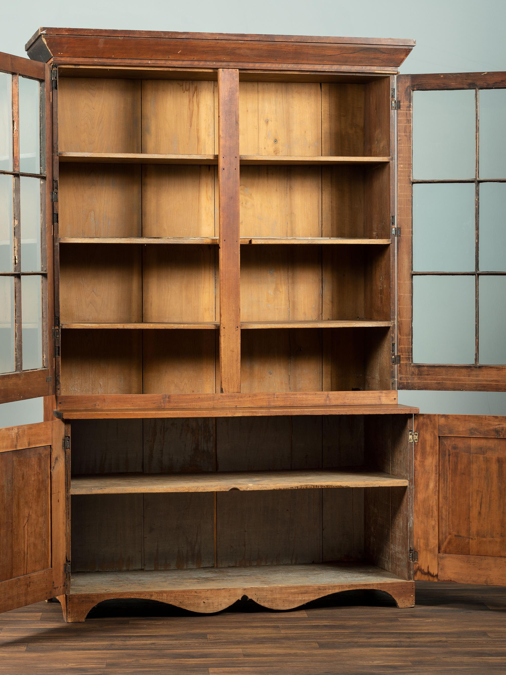 A Federal Cherrywood Step-Back Cupboard
