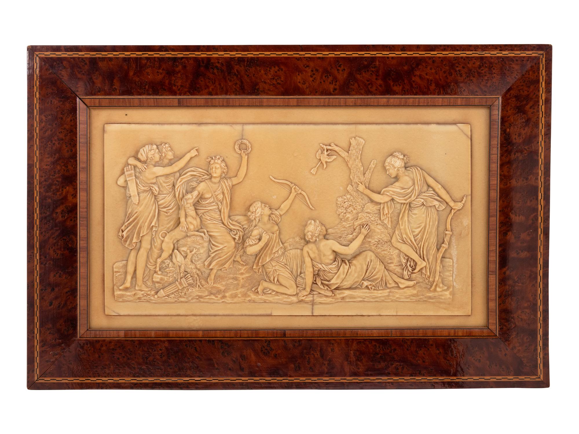 A Continental Carved Marble Relief Plaque
