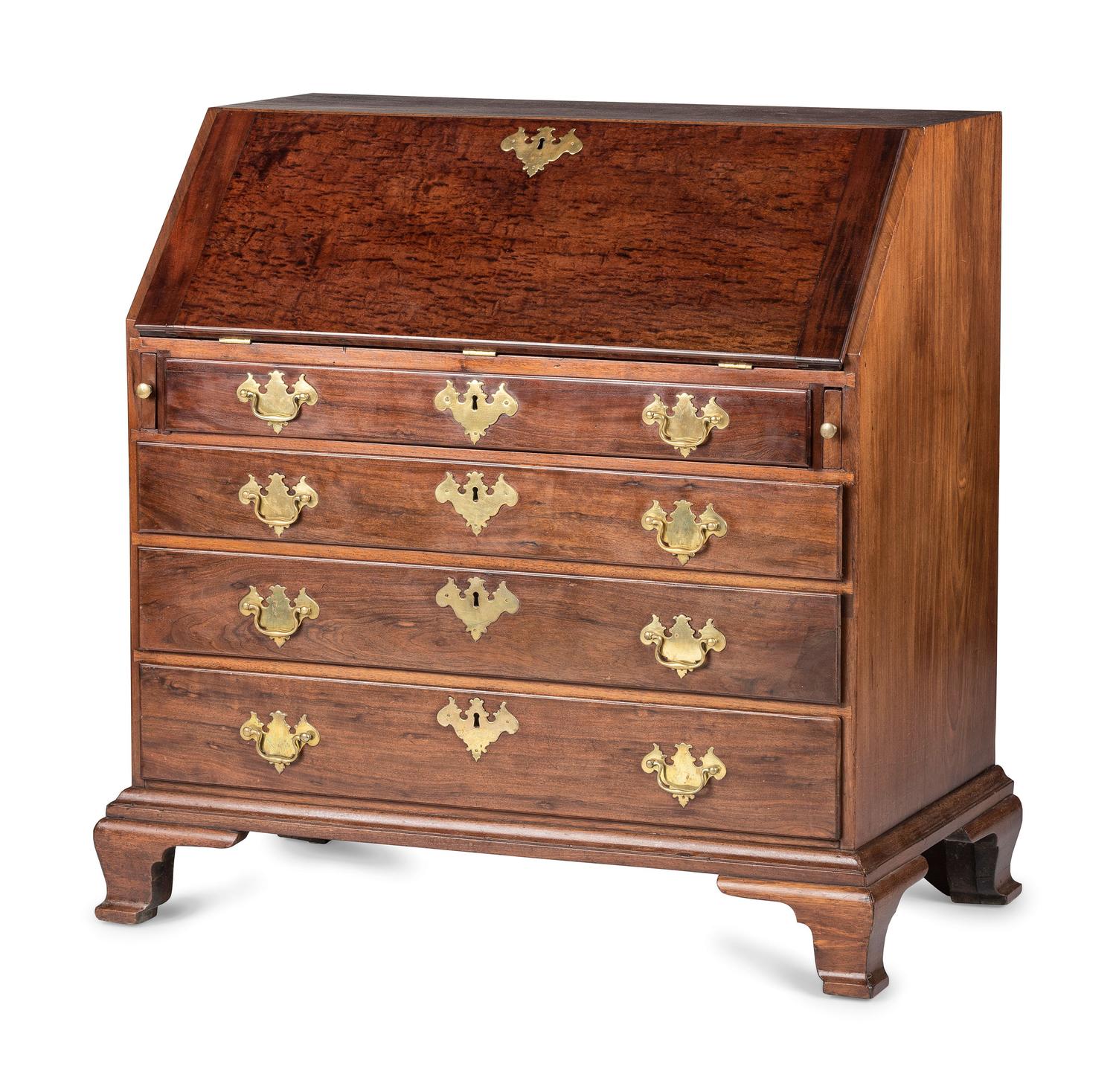 A Chippendale Plum-Pudding Mahogany Slant Front Desk