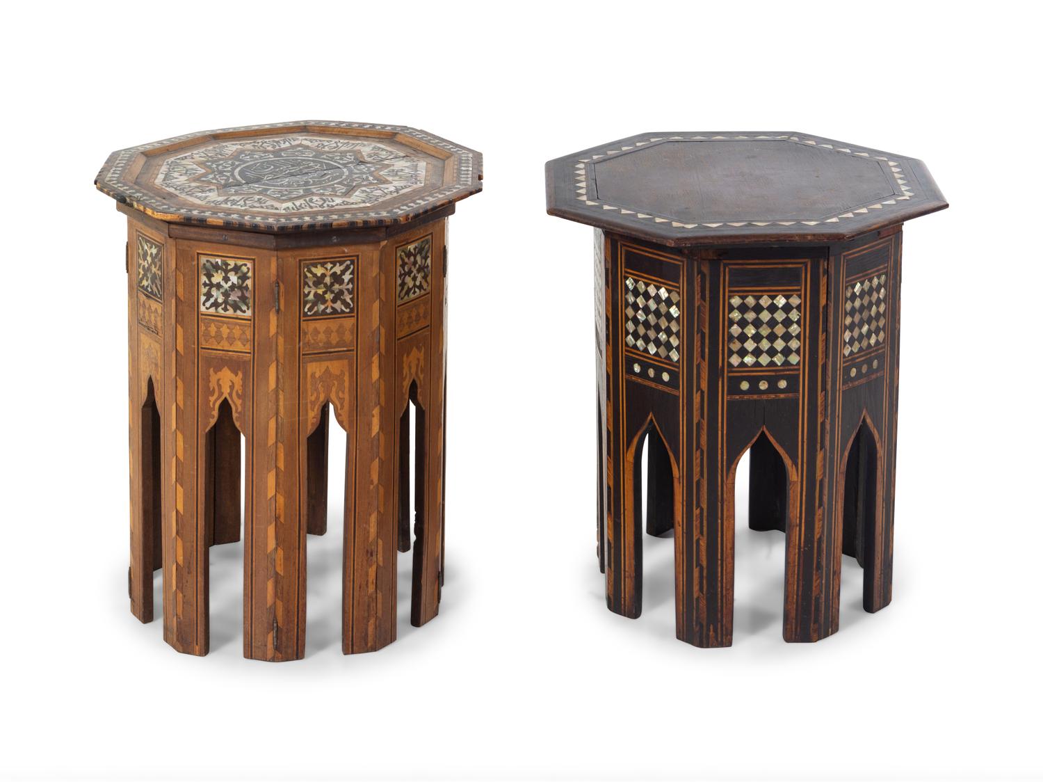 Two Moorish Style Mother-of-Pearl Inlaid Side Tables