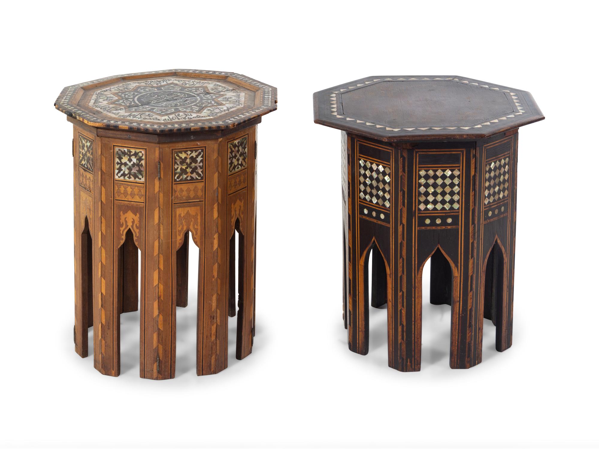 Two Moorish Style Mother-of-Pearl Inlaid Side Tables