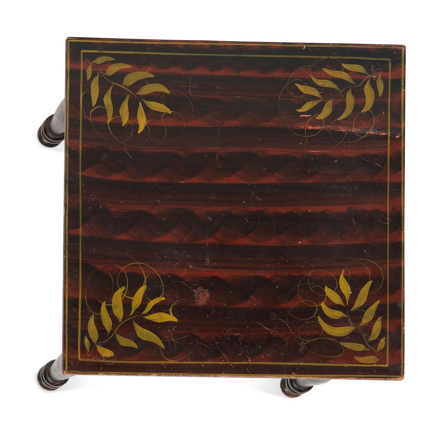 A Classical Grain and Yellow Paint-Decorated Poplar One-Drawer Workstand, 19th Century