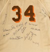 An Authentic 1943 Zack Taylor St. Louis Browns Multi Signed Autograph Baseball Jersey Including George Sisler, Stan Musial and Harry Caray Autos,