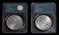 Two United States 1887 Morgan Silver Dollar Coins