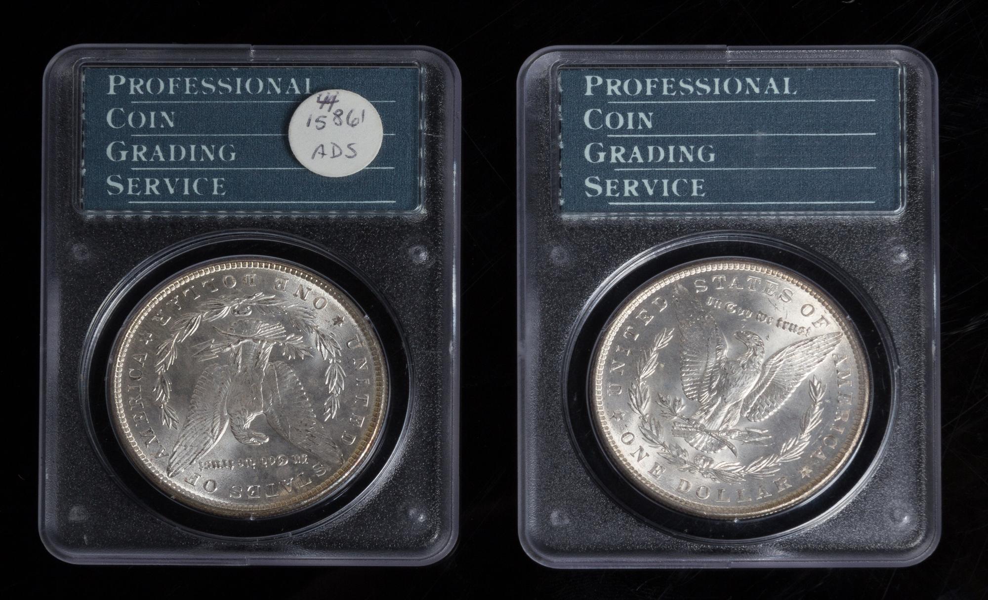 Two United States 1887 Morgan Silver Dollar Coins