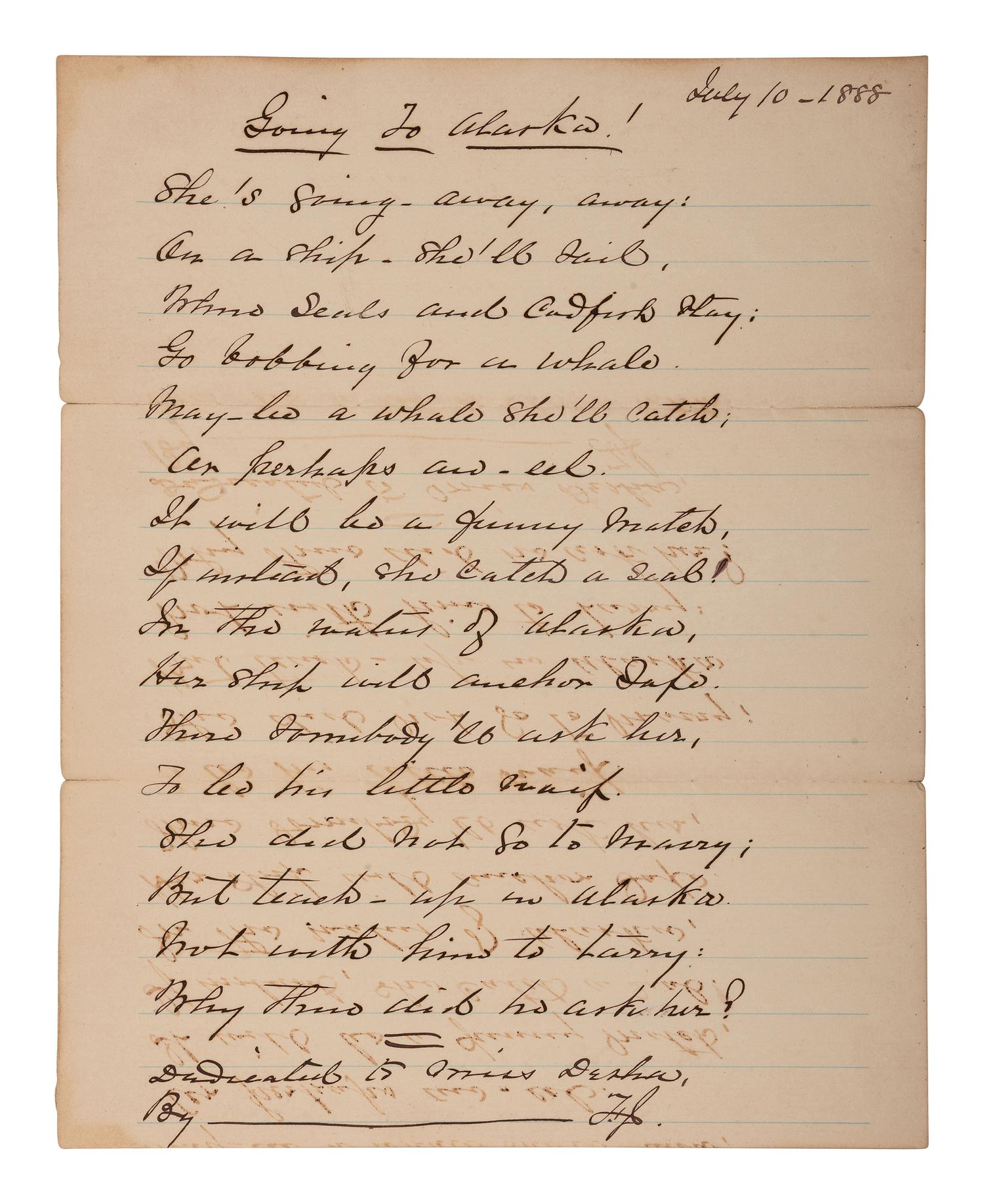 [WESTERN AMERICANA] . 3 letters involving missionaries and travel to Alaska and Canada.