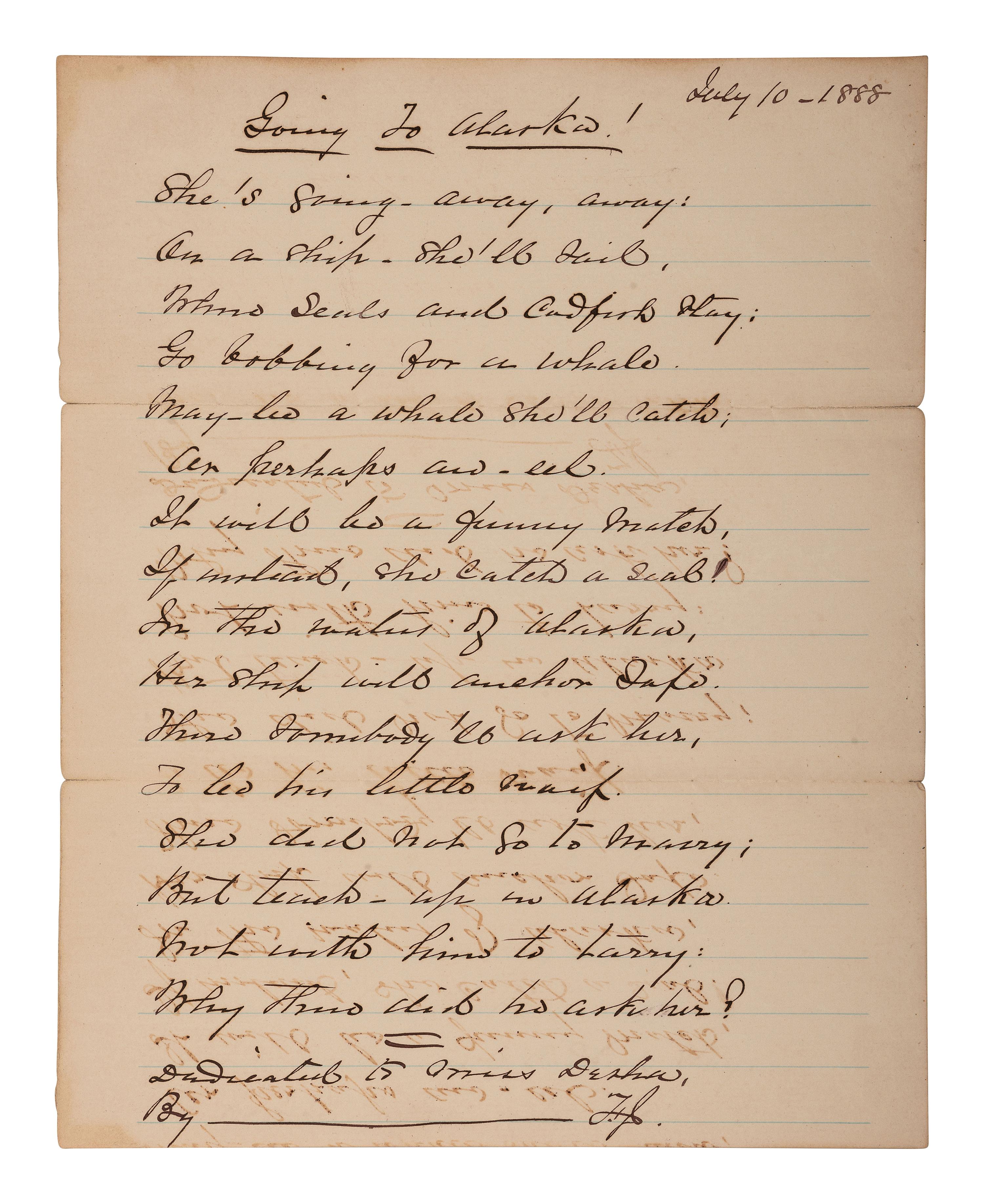 [WESTERN AMERICANA] . 3 letters involving missionaries and travel to Alaska and Canada.