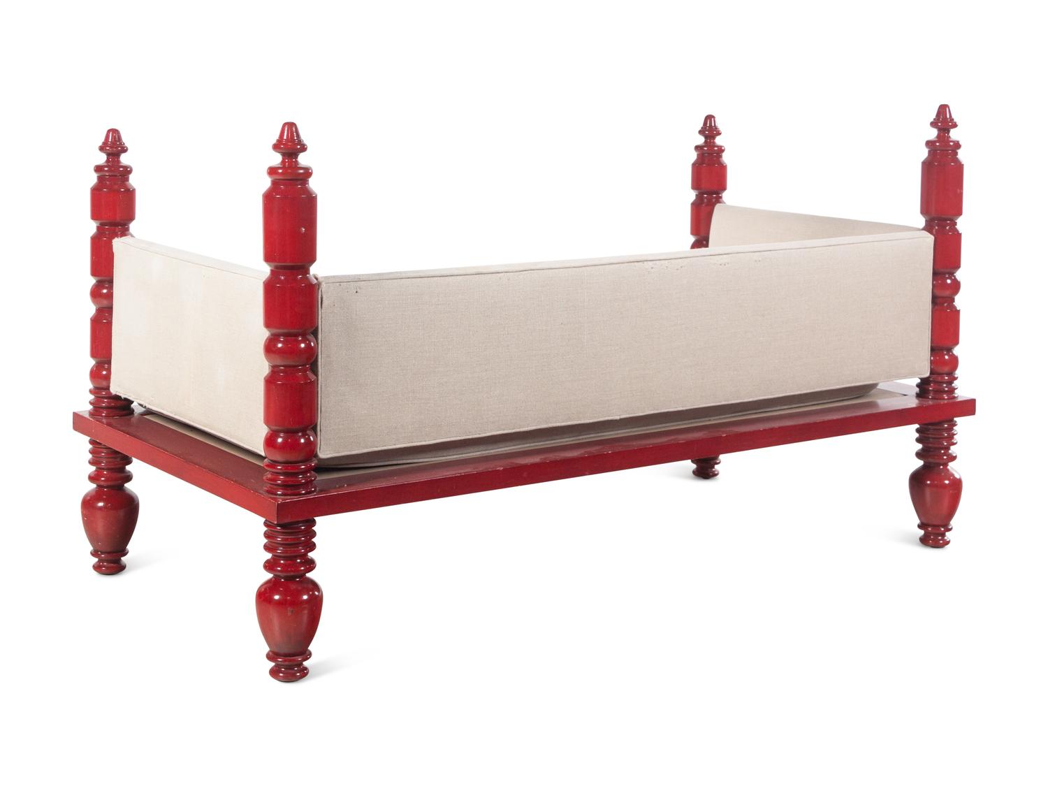 An Indian Red Painted Daybed