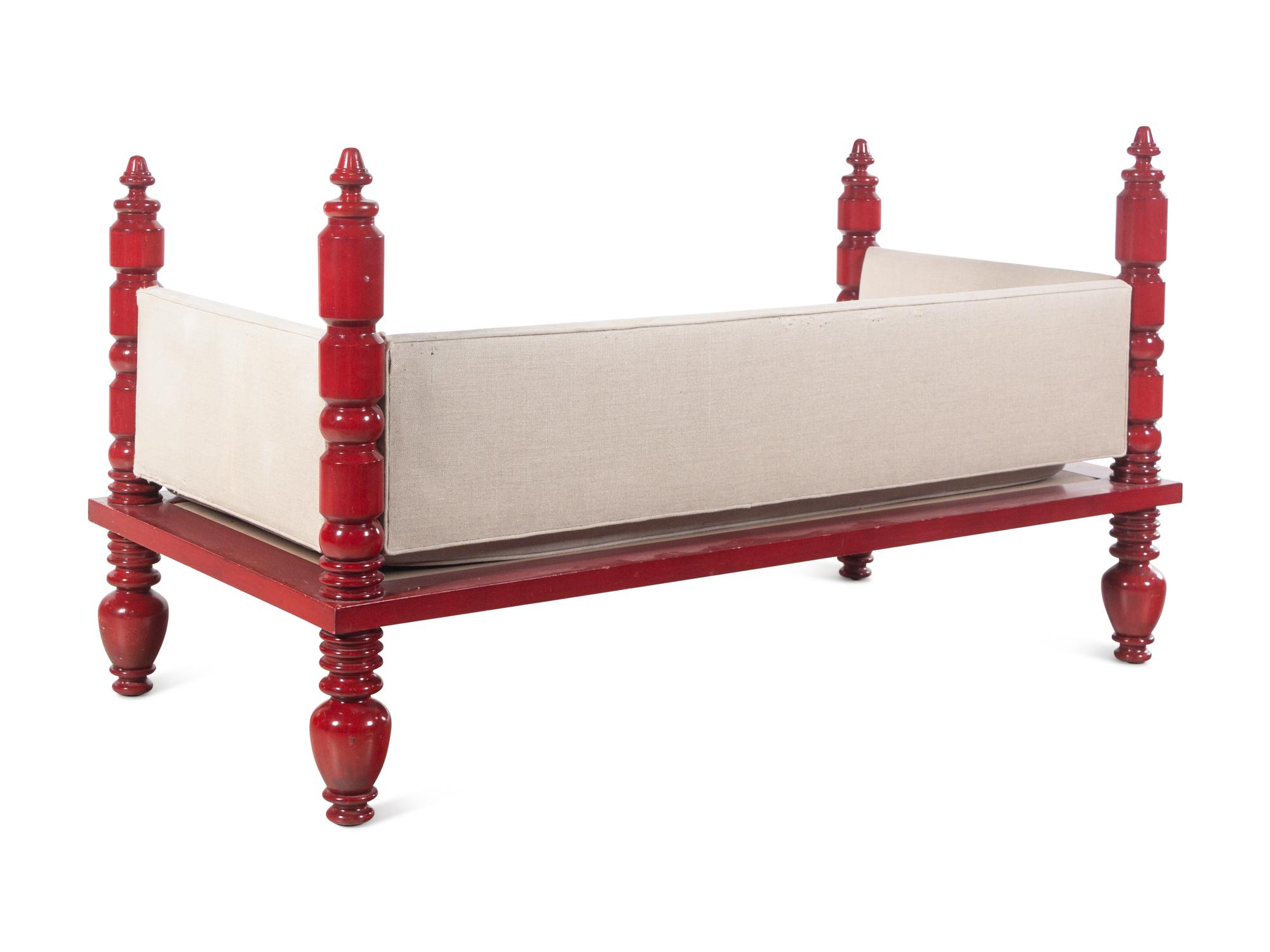 An Indian Red Painted Daybed