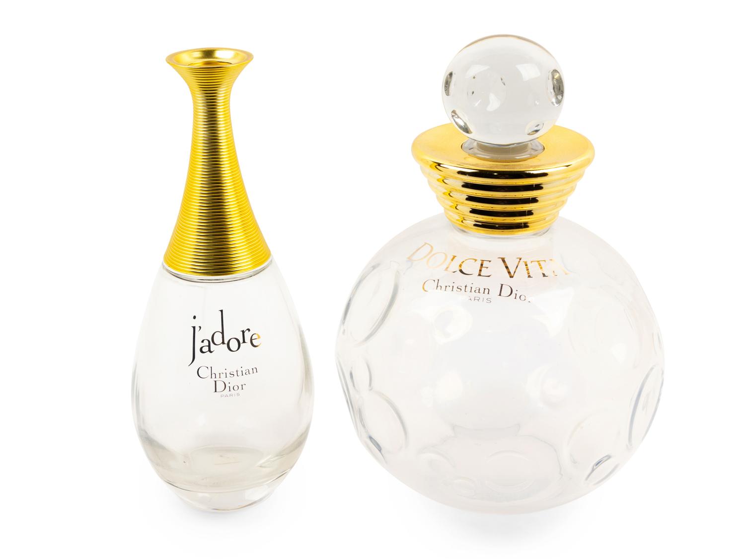 A Group of Two Christian Dior Factice Perfume Bottles