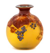 Emile Galle, (French, 1846-1904), a mold blown cameo glass vase, with grape decoration