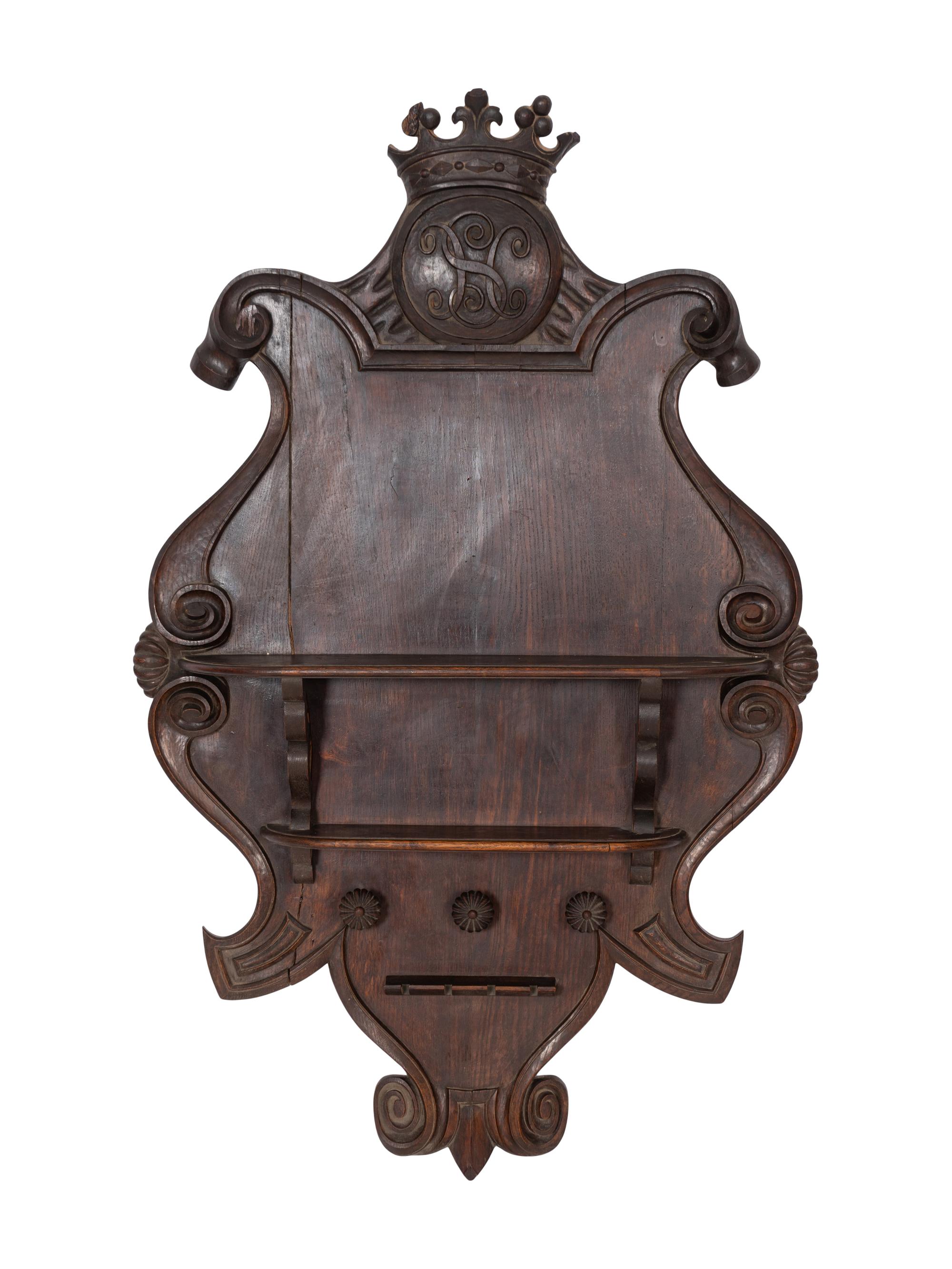 A Pair of Large Continental Cartouche-Form Hunting Lodge Pipe Racks