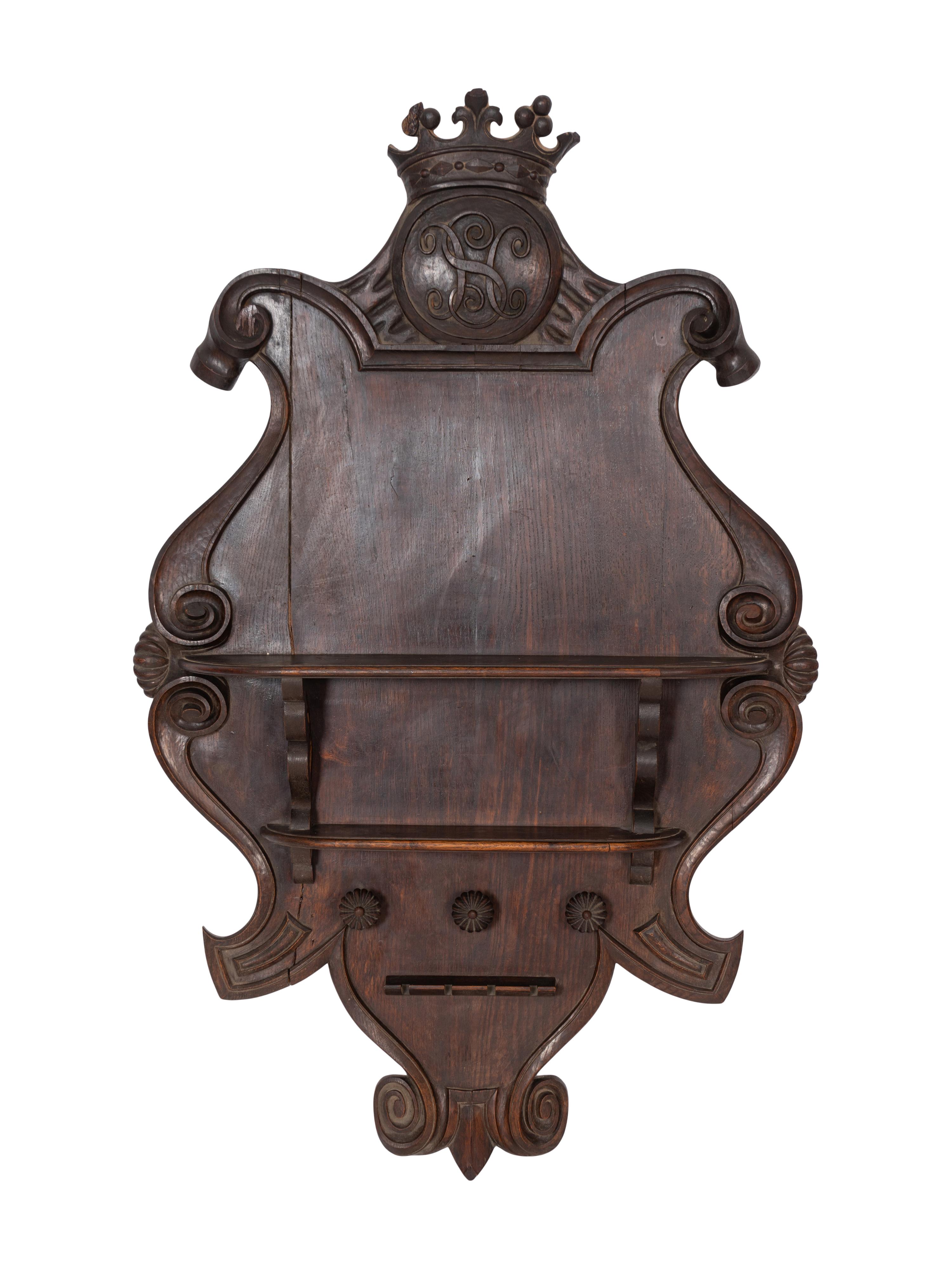 A Pair of Large Continental Cartouche-Form Hunting Lodge Pipe Racks