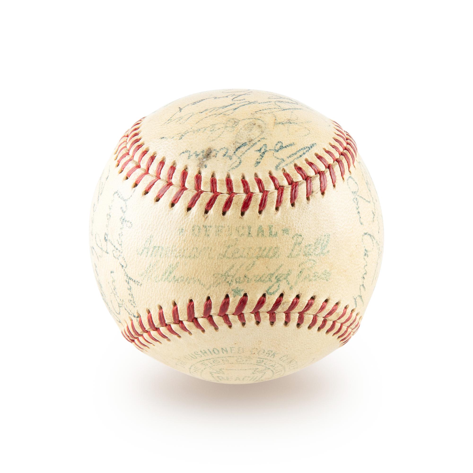A 1955 New York Yankees Team Signed Autograph Baseball Including Mickey Mantle (Beckett Authentication Services) - 30 Signatures