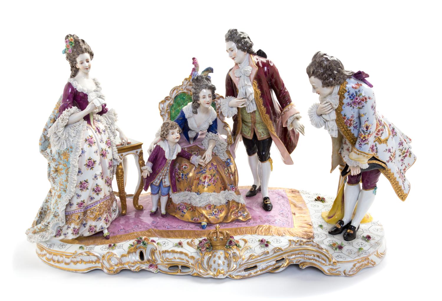 A German Porcelain Lace Figural Group Height 16 x width 27 1/2 inches. — 20TH CENTURY