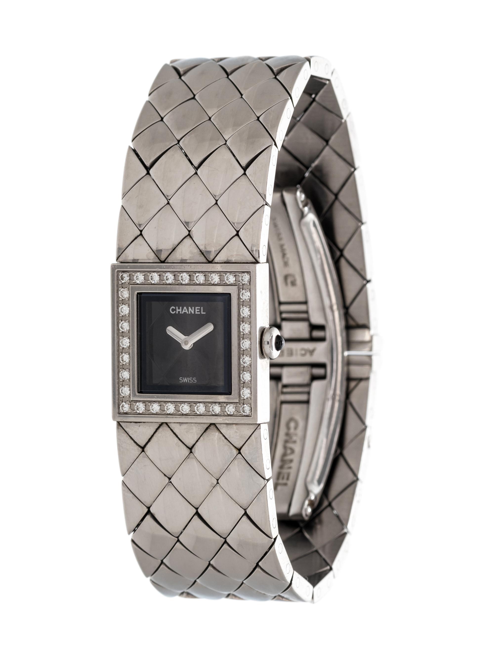 CHANEL, STEEL AND DIAMOND 'MATELASSÉ' WRISTWATCH