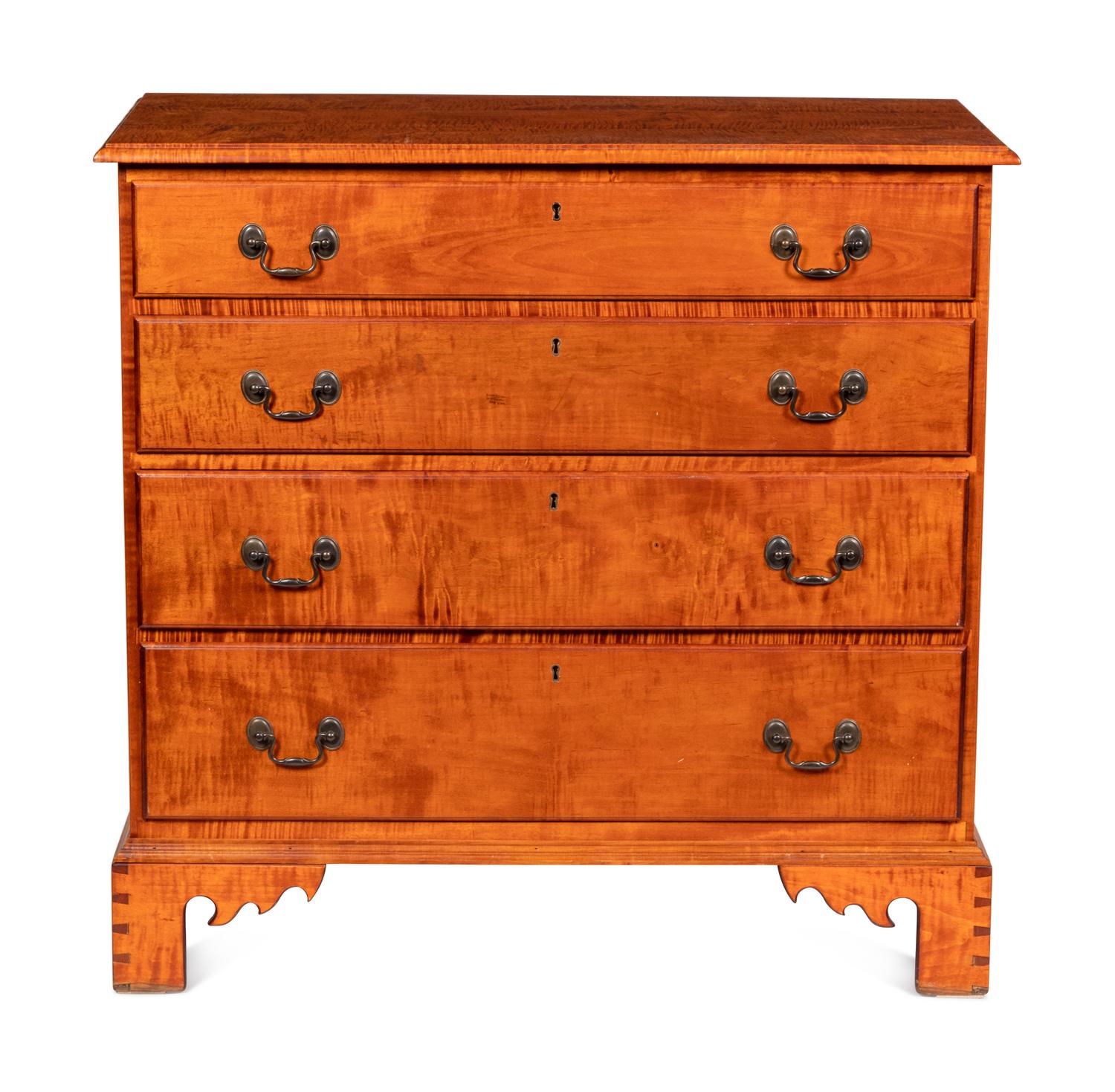 A Chippendale Style Tiger Maple Chest of Drawers