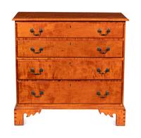 A Chippendale Style Tiger Maple Chest of Drawers
