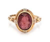 A Yellow Gold and Purple Simulant Ring,