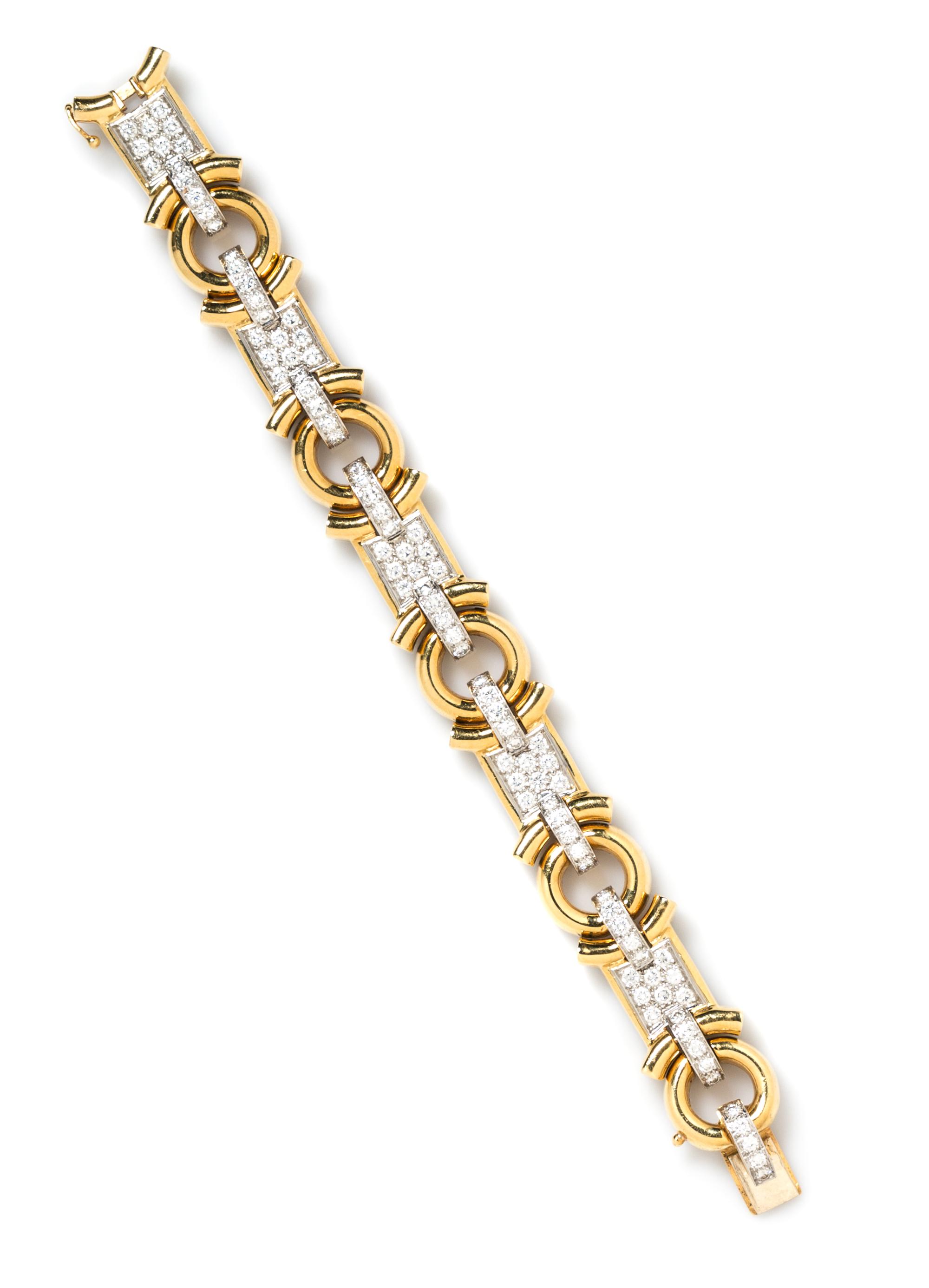An 18 Karat Yellow Gold and Diamond Bracelet, 47.70 dwts.
