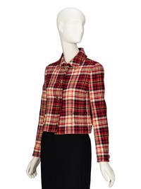 PRADA, PLAID TWEED CROP JACKET