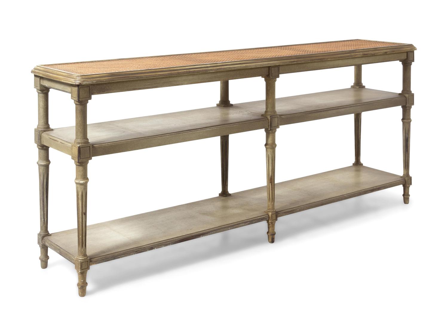 A Louis XVI Style Caned and Painted Console Table