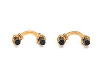 HERMÈS, YELLOW GOLD AND ONYX CUFFLINKS