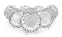 A Set of Twelve Irish George III Silver Dinner Plates, Robert Calderwood, Dublin, Circa 1762, each having an undulating gadrooned rim a