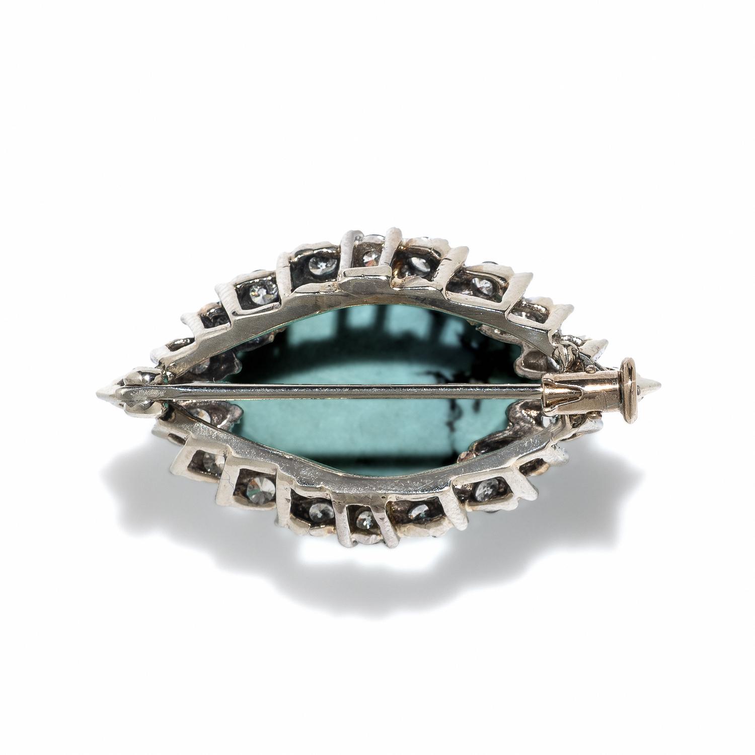 TURQUOISE AND DIAMOND BROOCH