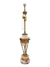 An Empire Style Gilt Bronze and Marble Cassolette Mounted as a Lamp