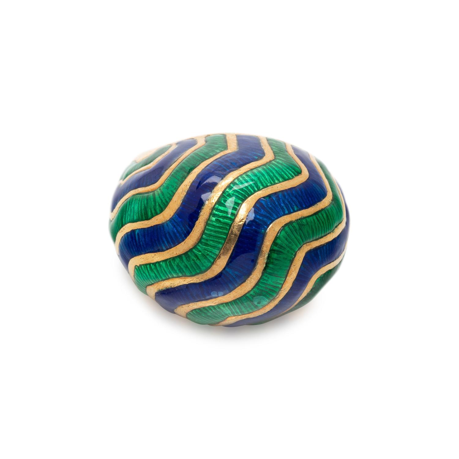 YELLOW GOLD AND ENAMEL RING