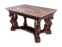 A Carved Marble-Top Desk in the Manner of R.J. Horner