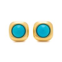 CRAIG DRAKE, YELLOW GOLD AND TURQUOISE EARCLIPS
