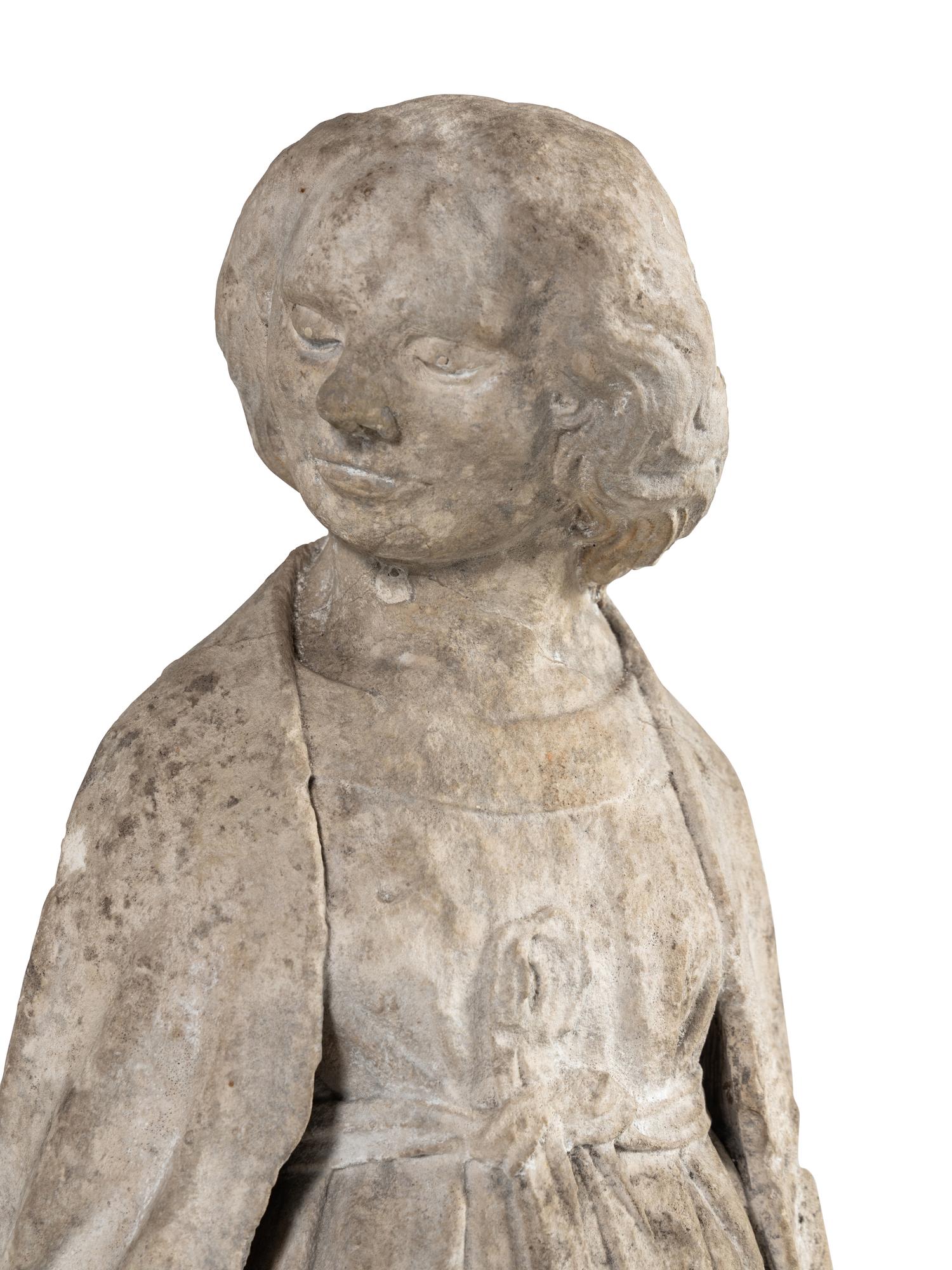 A French Limestone Figure of the Foolish Virgin