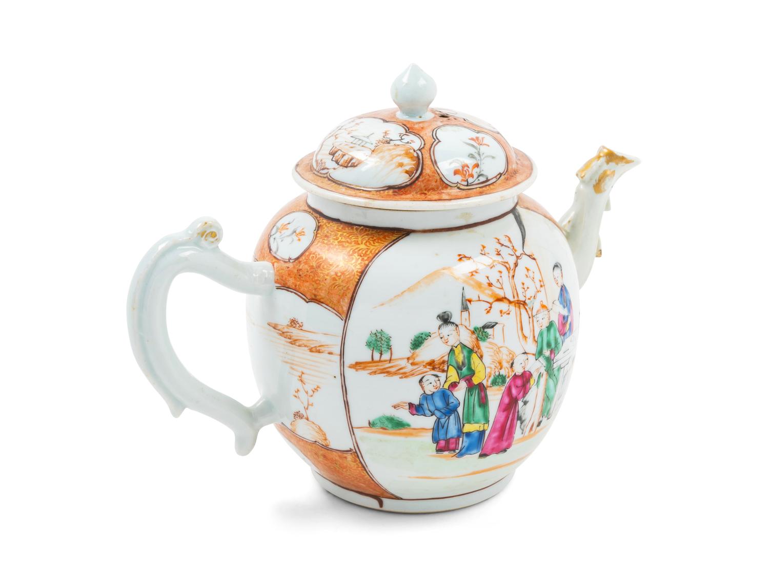 A Chinese Export Famille Rose Porcelain Teapot