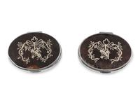 A Pair of English Silver and Tortoise-Shell Mounted Dresser Boxes