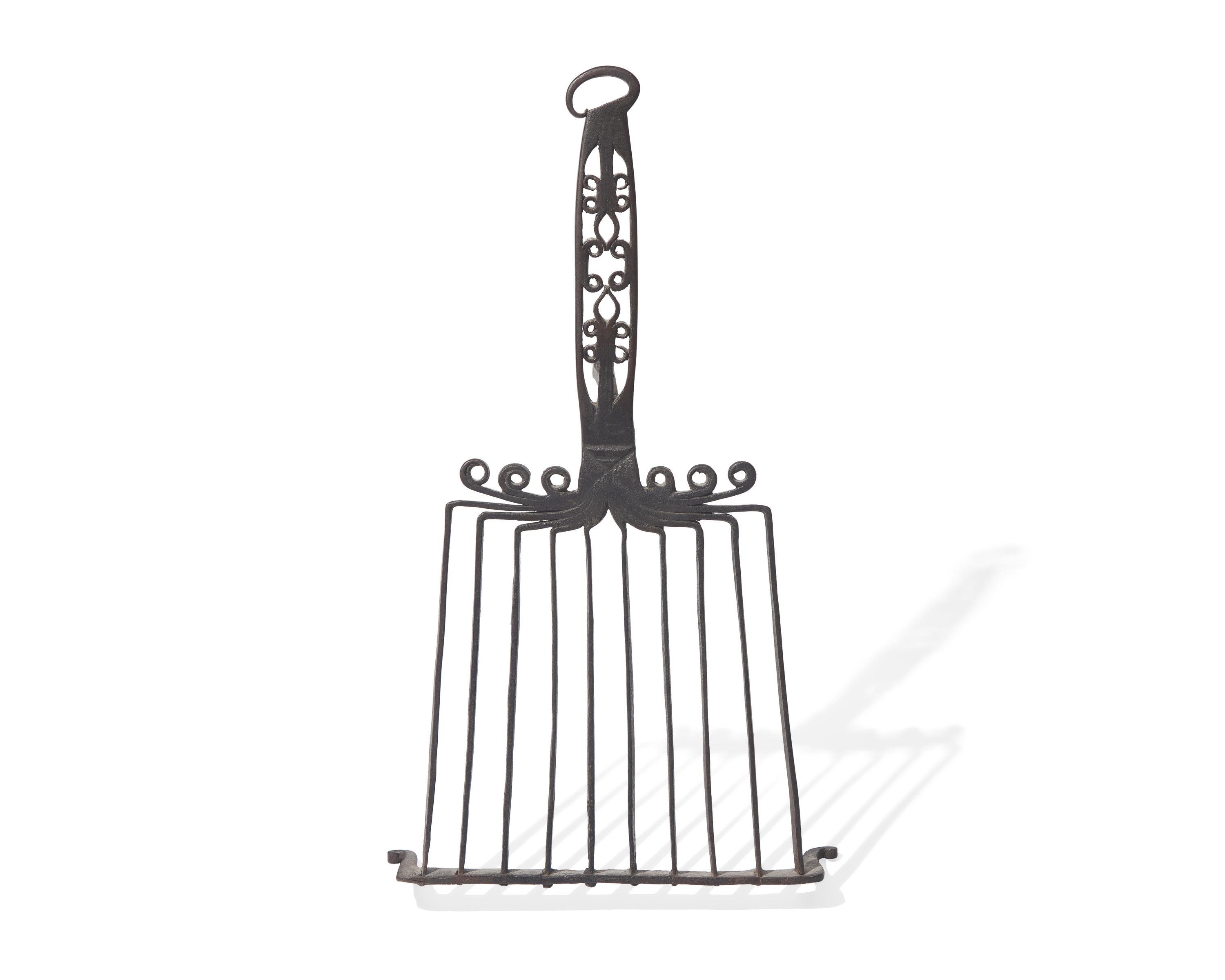 A Wrought Iron Gridiron and Kitchen Wall Rack, French or Flemish, 18th and Early 19th Century