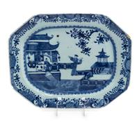 A Chinese Export Canton Blue and White Porcelain Platter