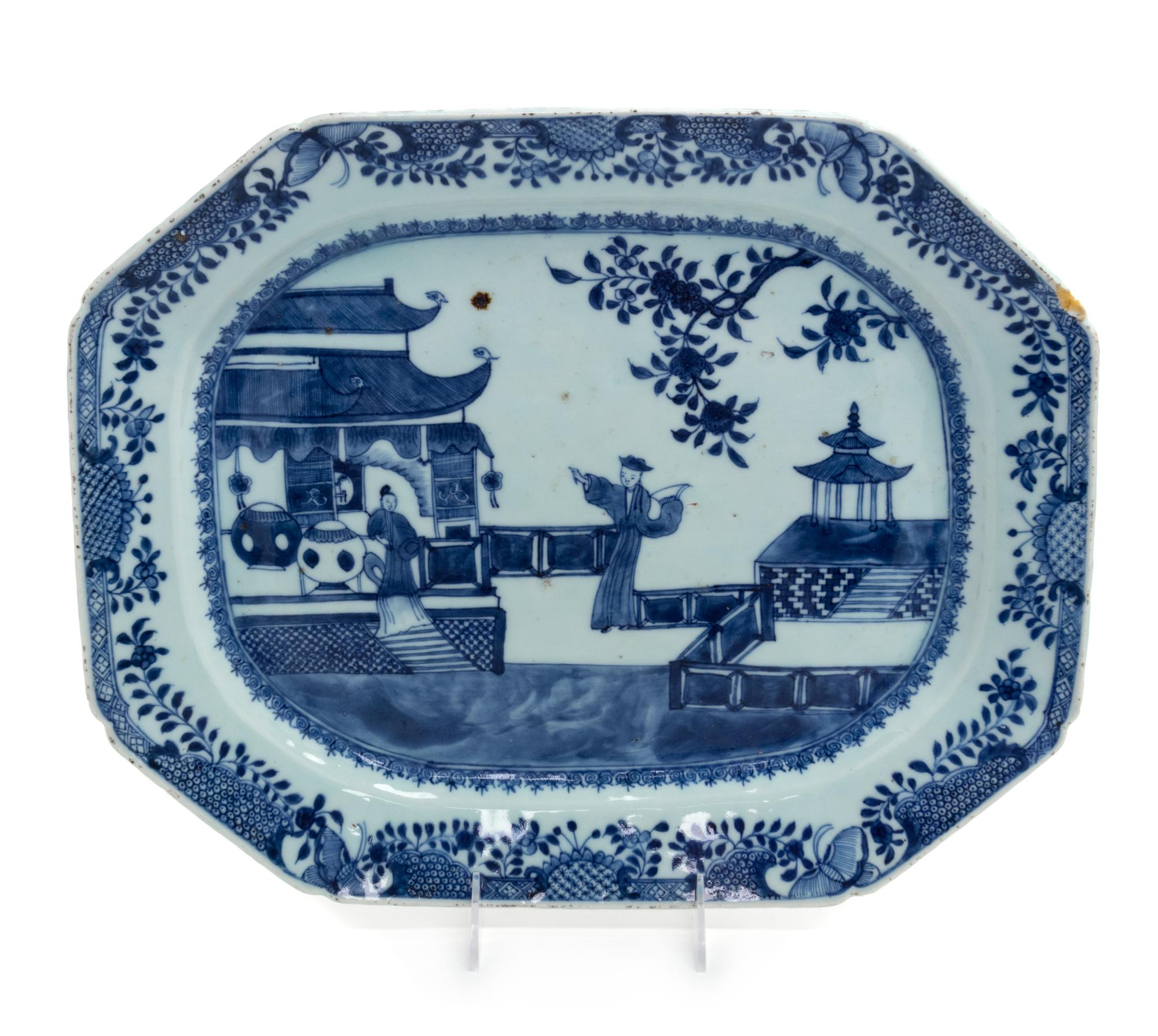 A Chinese Export Canton Blue and White Porcelain Platter
