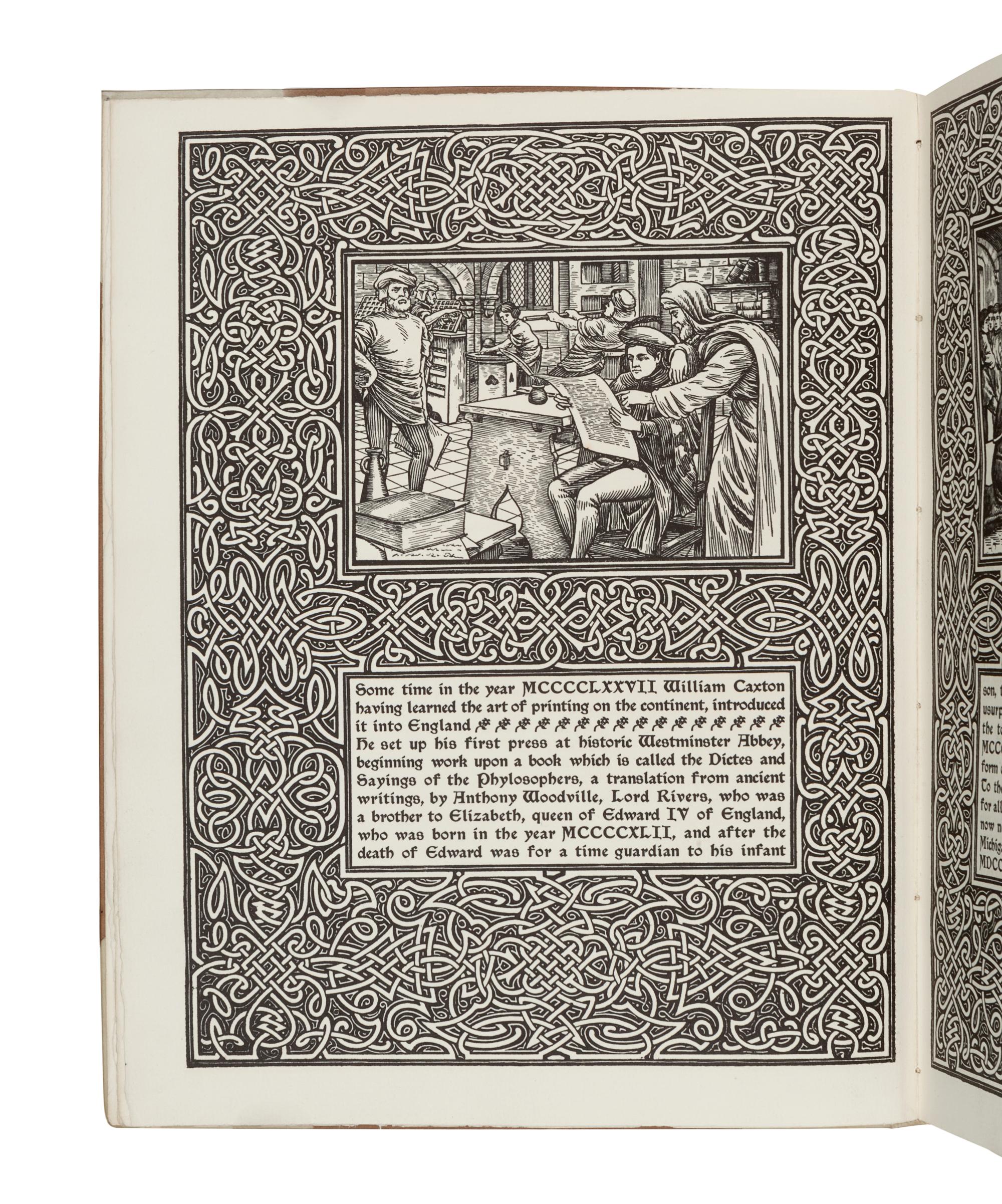 CAXTON, William (1422?-1491). The Dictes and Sayings of the Philosophers: A Facsimile. Detroit, MI: Cranbrook Press, 1901.