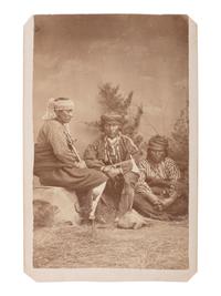 HULL, A.C. (1846-1908), photographer. CDV of three Native American men, possibly Otoe. Fremont, NE, ca 1869.