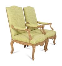 A Pair of Erika Brunson Regence Style Beechwood Fauteuils