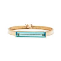 YELLOW GOLD AND BLUE GLASS BANGLE BRACELET