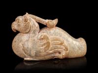 A Calcified Jade Figure of a Phoenix