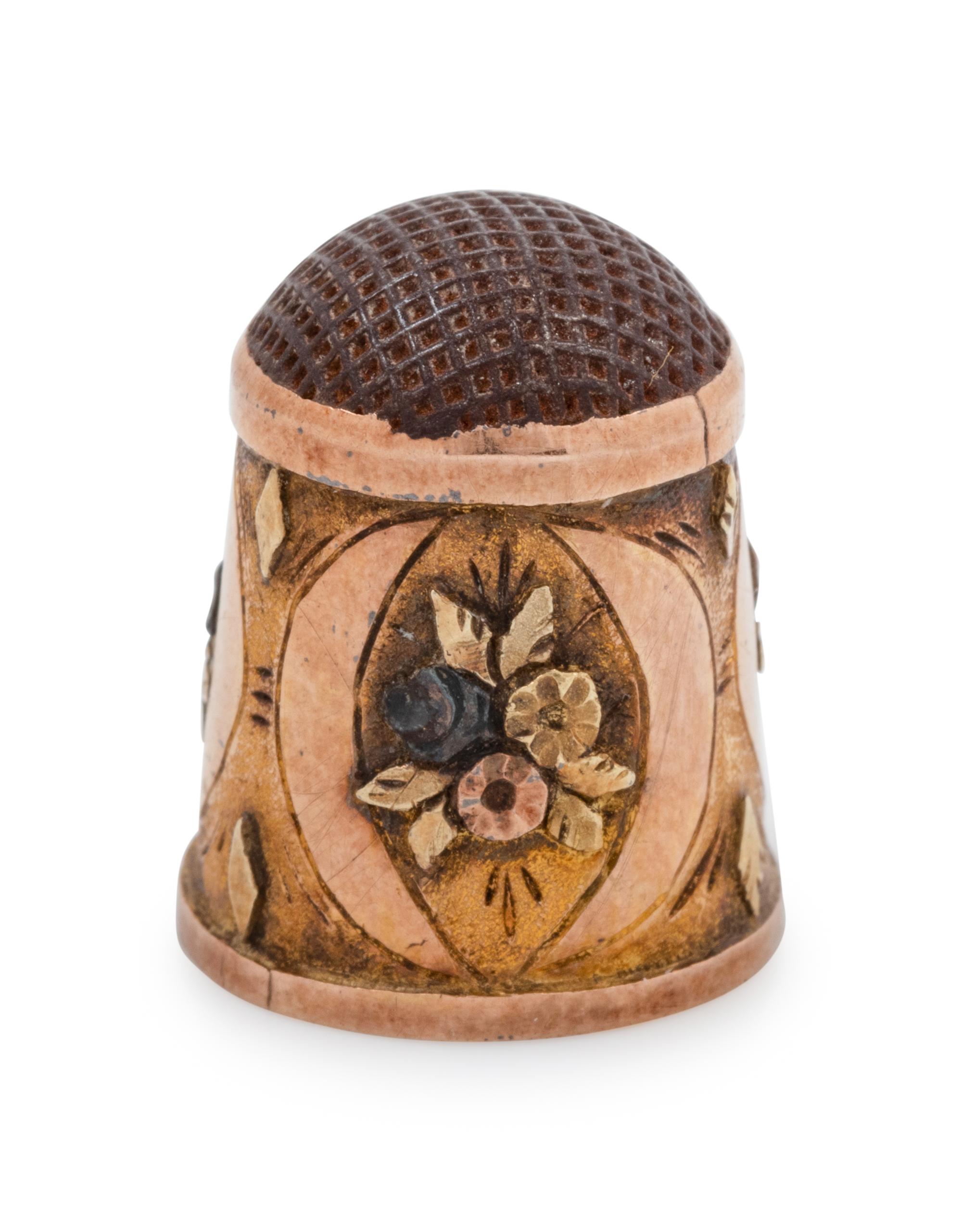 A Georgian Vari-Colored Gold Thimble