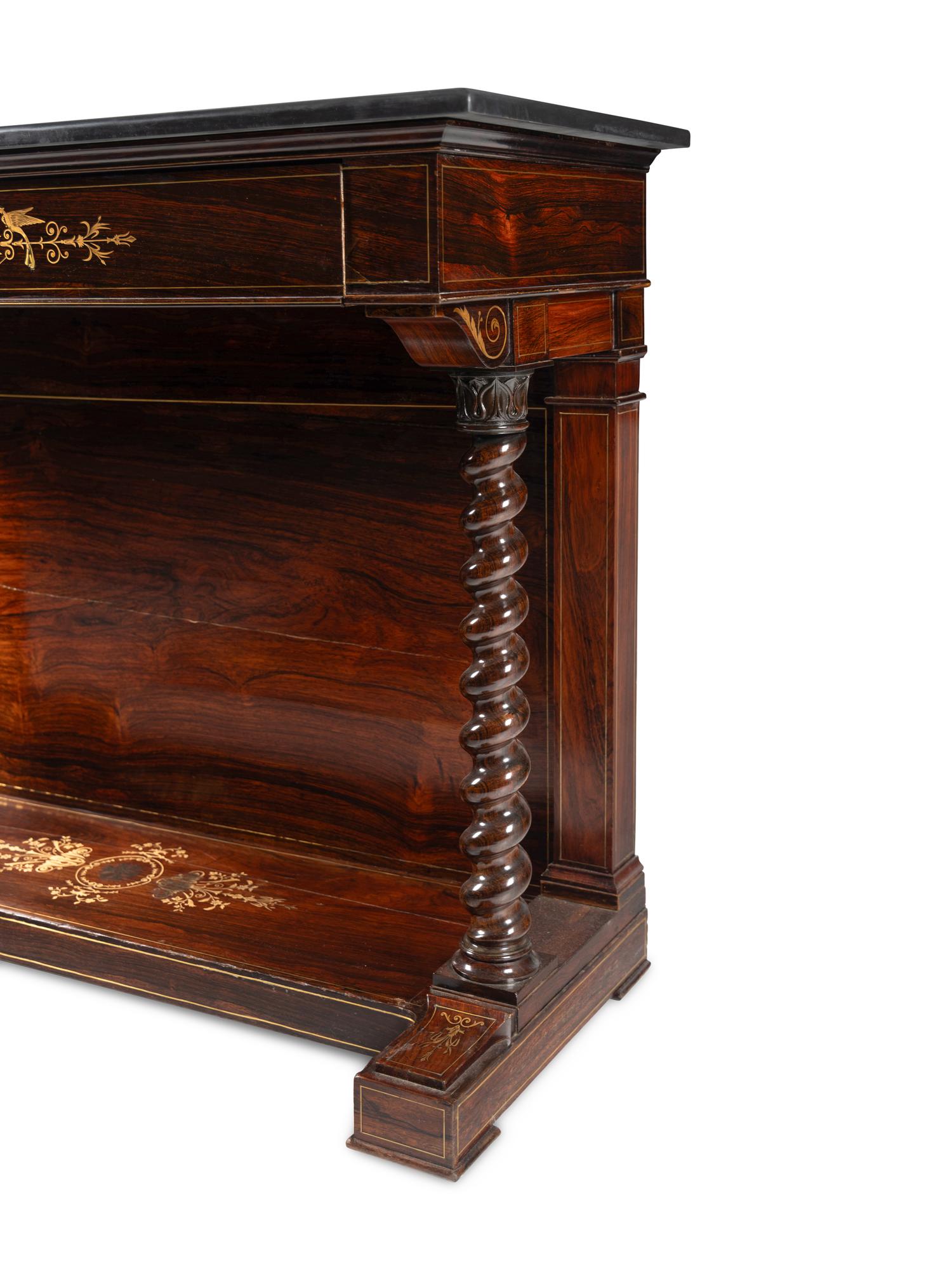 A George IV Brass Inlaid Rosewood Pier Table