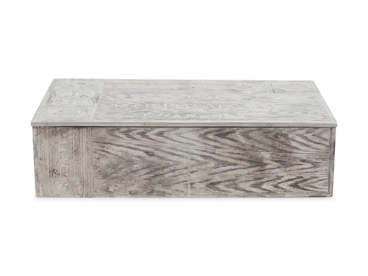 A Russian Silver Trompe l'Oeil Table-Top Cigarette Box