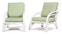 A Group of White Painted Rattan Furniture Length of sofa 75 inches. — 20TH CENTURY
