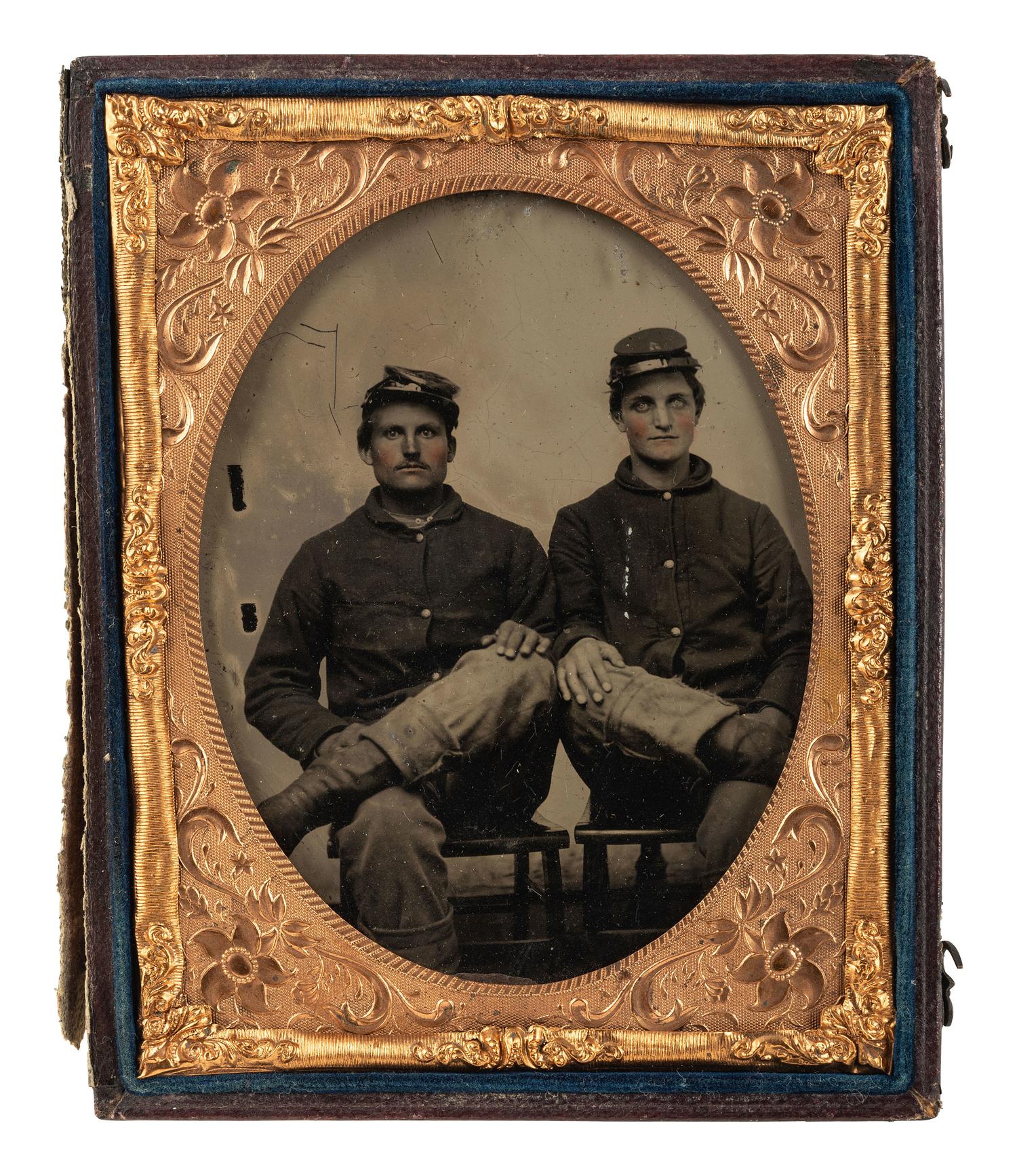 [CIVIL WAR]. 3 tintypes of Union soldiers who appear to have "seen the elephant."